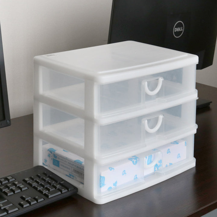 レターケース幅34.5×奥行25.5×高さ27.8cmA4横3段浅型収納ケース