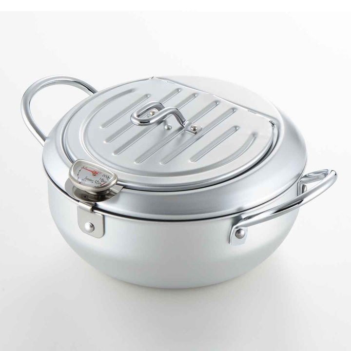 天ぷら鍋20cmIH対応味楽亭鉄製温度計付きフタ付き