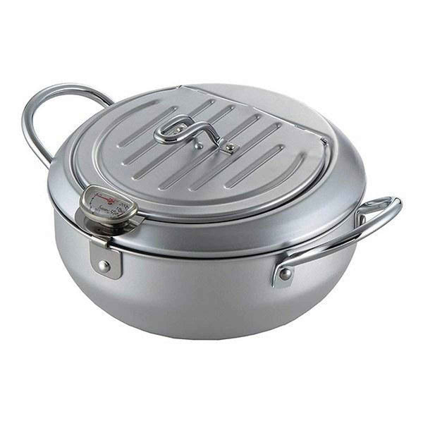 天ぷら鍋20cmIH対応味楽亭鉄製温度計付きフタ付き