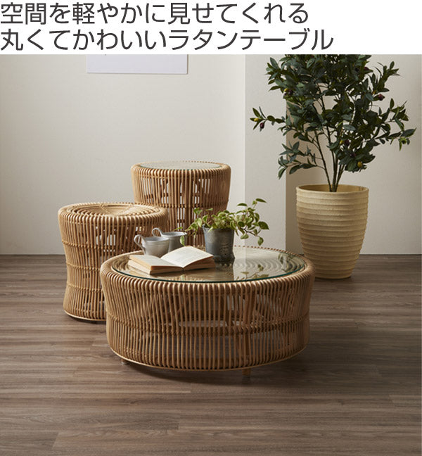 いわんこ＊籐ラタン テーブル 昭和レトロ 当時物 ローテーブル インテリア 籐 ローテーブル ラタン 円形 軽量 天然素材 – ハウジー