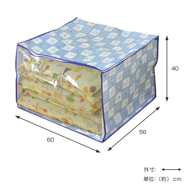 座ぶとん袋幅60×奥行56×高さ40cmビオラ座布団収納袋花柄透明窓付き