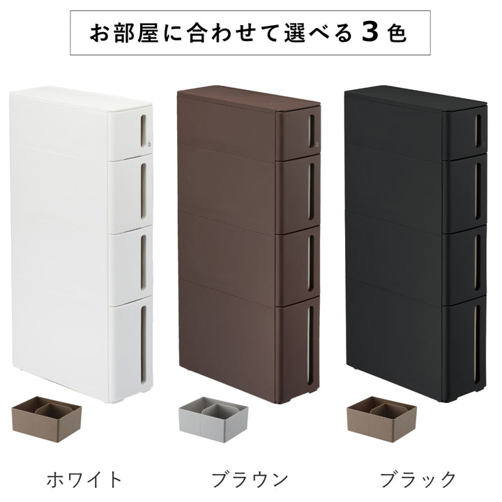 隙間収納ストランティドロアーA4段17cmプラスチック製コロ付き完成品