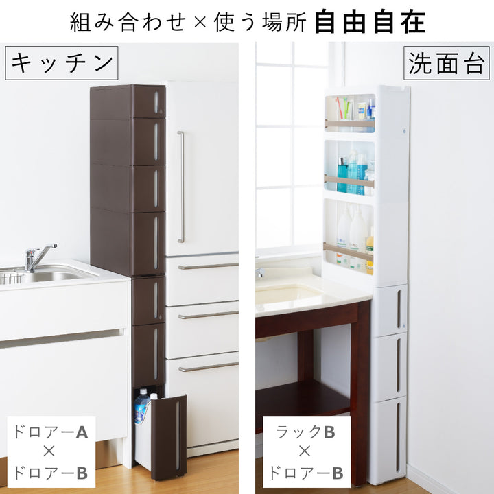 隙間収納ストランティドロアーB3段17cmプラスチック製コロ付き完成品