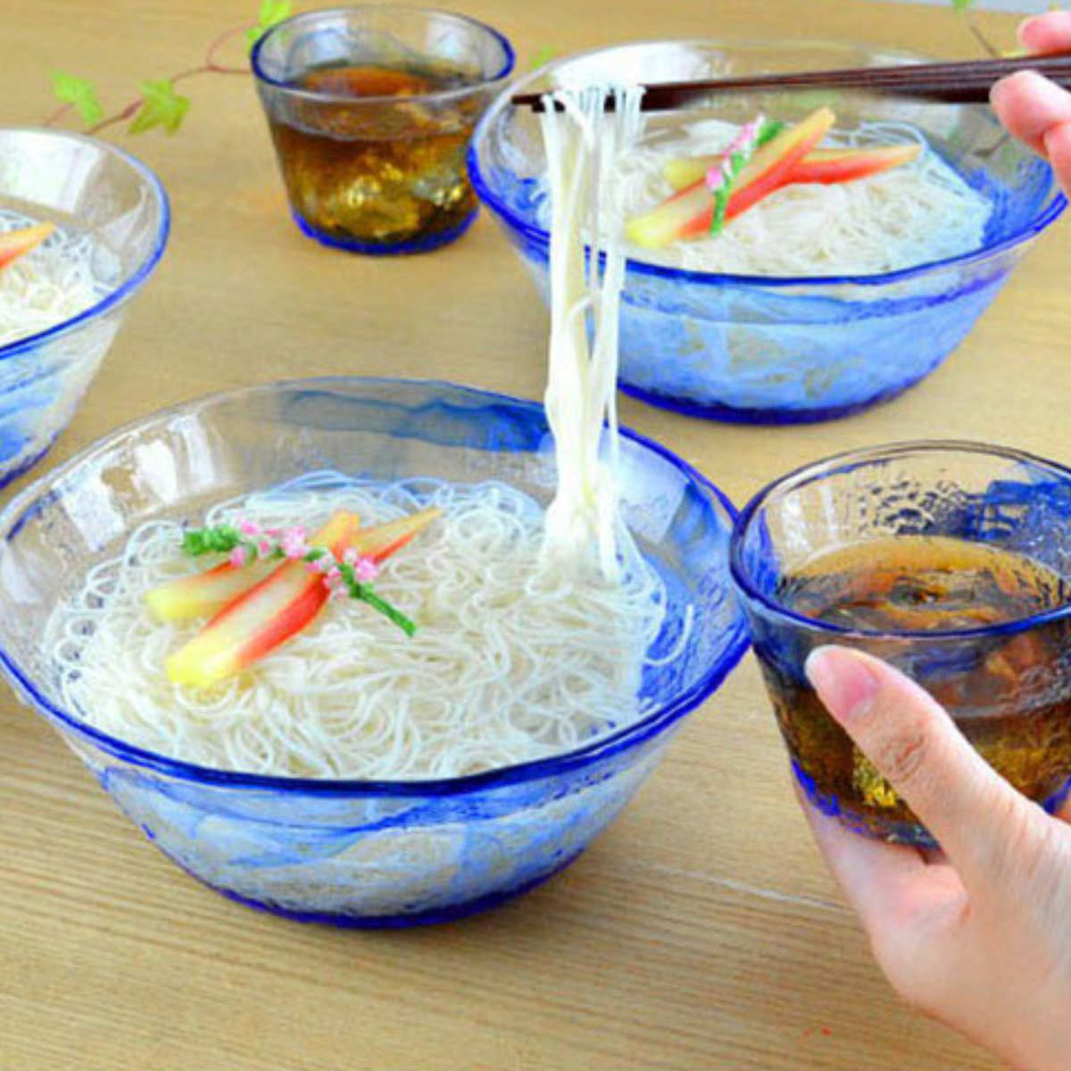 食器セット そうめん3客セット 中鉢 そば猪口 ガラス食器 流蒼 – ハウジー