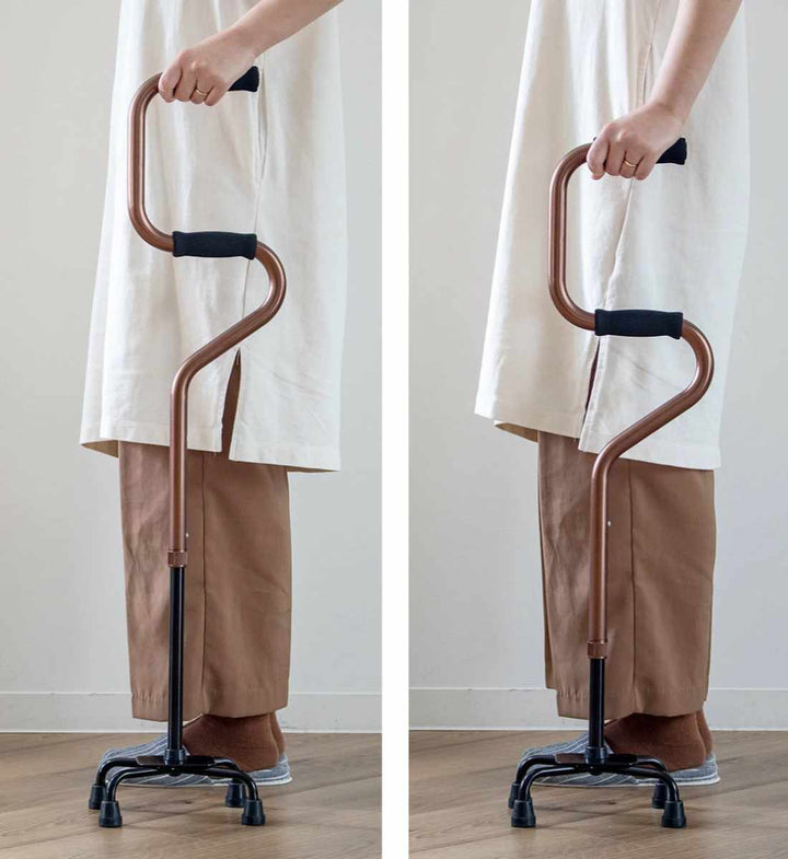 杖2段階4点杖立ち上がり軽量多点杖ステッキ介護自立式