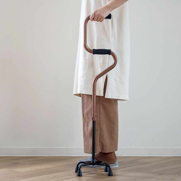 杖2段階4点杖立ち上がり軽量多点杖ステッキ介護自立式