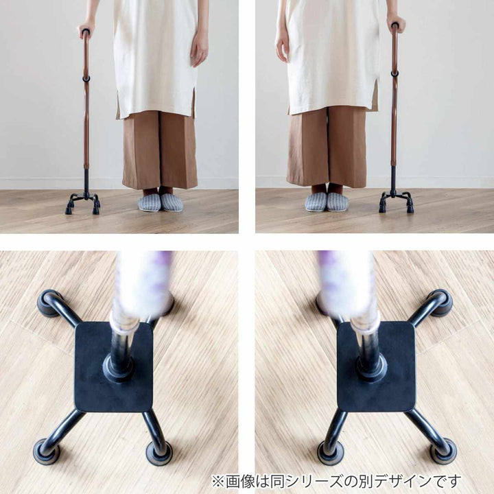 杖2段階4点杖立ち上がり軽量多点杖ステッキ介護自立式