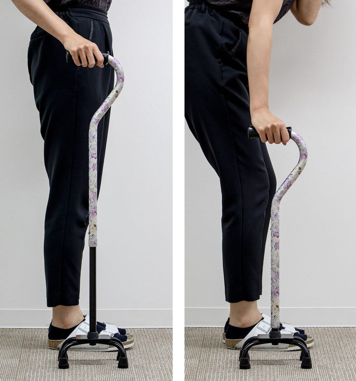 杖4点杖白花柄軽量多点杖ステッキ介護プレゼント自立式