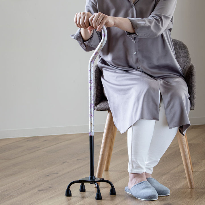 杖4点杖白花柄軽量多点杖ステッキ介護プレゼント自立式