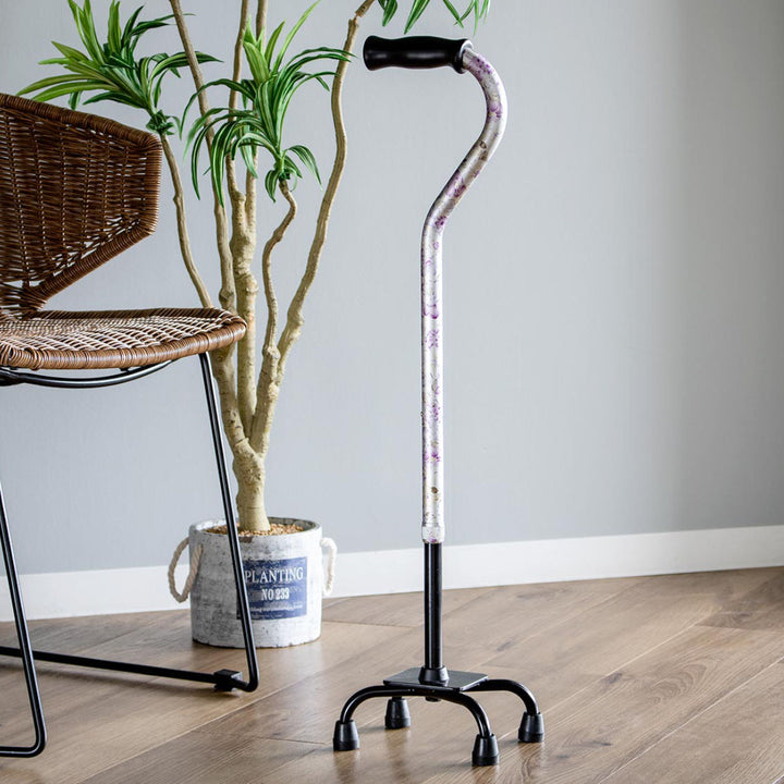 杖4点杖白花柄軽量多点杖ステッキ介護プレゼント自立式