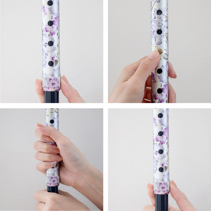 杖4点杖白花柄軽量多点杖ステッキ介護プレゼント自立式