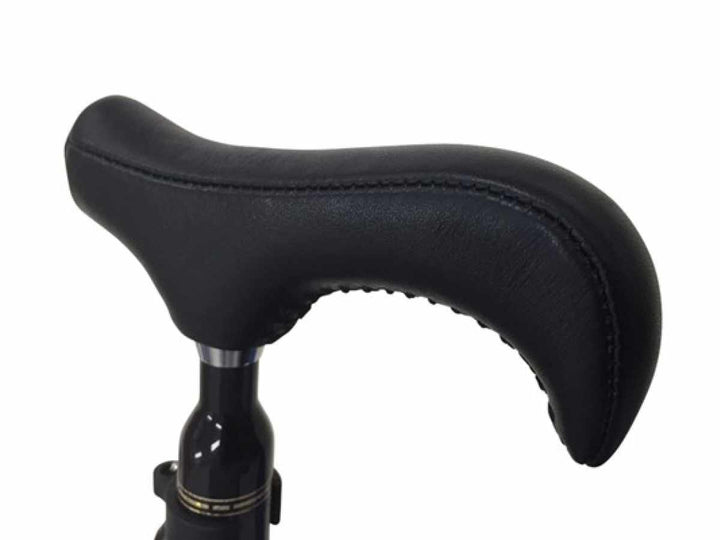 杖折りたたみ牛革グリップカーボンステッキブラック