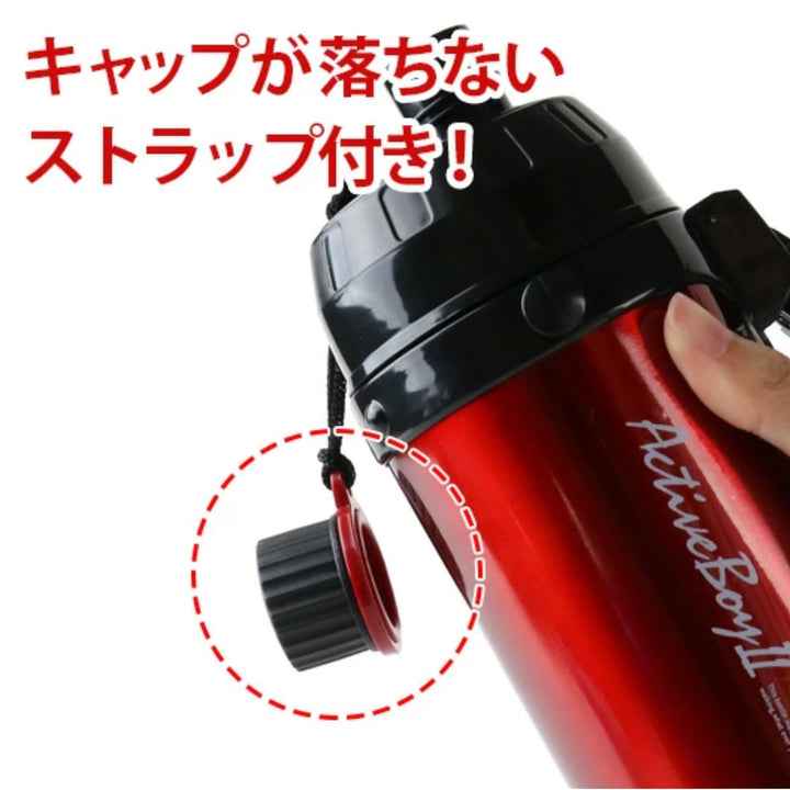 水筒直飲みダイレクトステンレスボトル1Lアクティブボーイ2ブラック