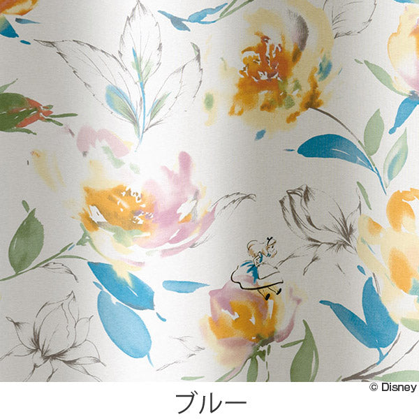 カーテン遮光カーテンスミノエアリスローズガーデン100×135cmライトブルー