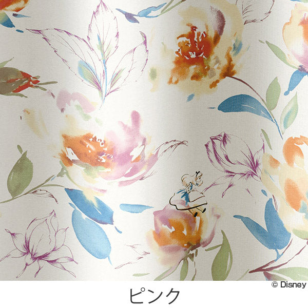 カーテン遮光カーテンスミノエアリスローズガーデン100×135cmライトブルー