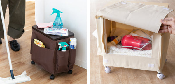 サイドテーブル高さ37.7cm収納付き天板付きキャスター付きサイドワゴン