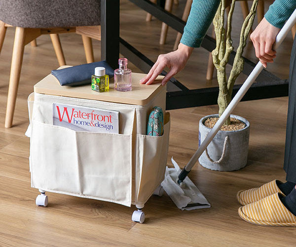 サイドテーブル高さ37.7cm収納付き天板付きキャスター付きサイドワゴン