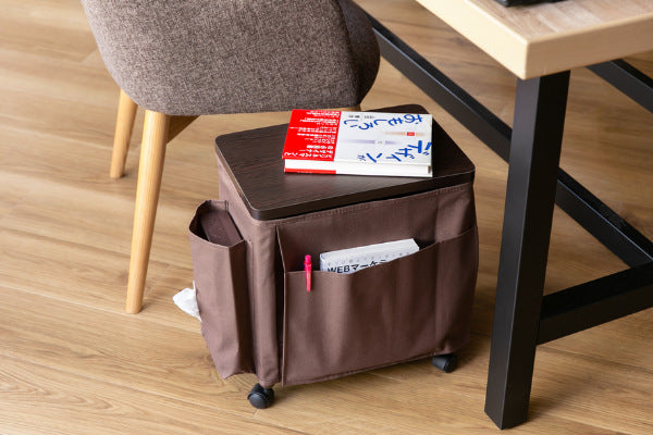 サイドテーブル高さ37.7cm収納付き天板付きキャスター付きサイドワゴン