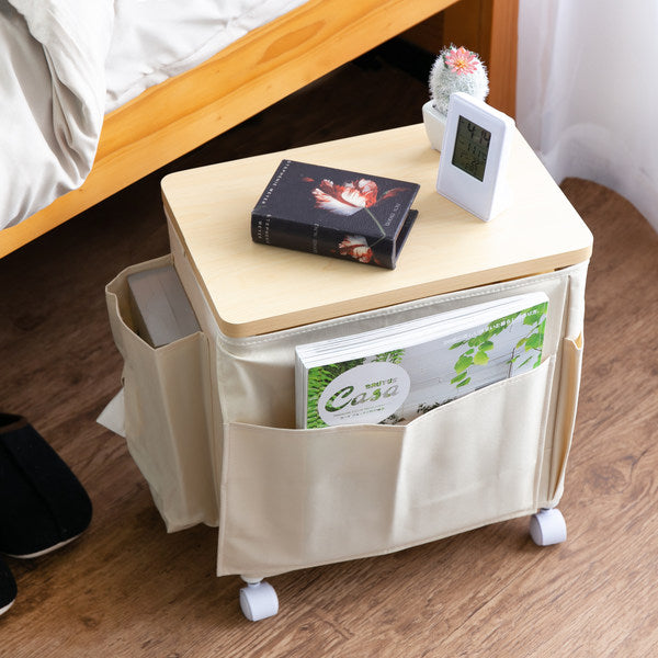 サイドテーブル高さ37.7cm収納付き天板付きキャスター付きサイドワゴン
