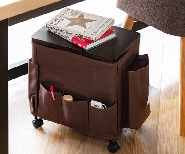 サイドテーブル高さ37.7cm収納付き天板付きキャスター付きサイドワゴン
