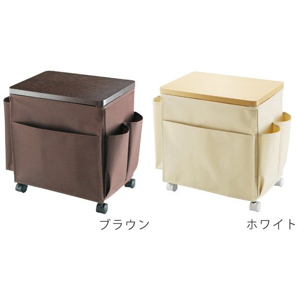 サイドテーブル高さ37.7cm収納付き天板付きキャスター付きサイドワゴン