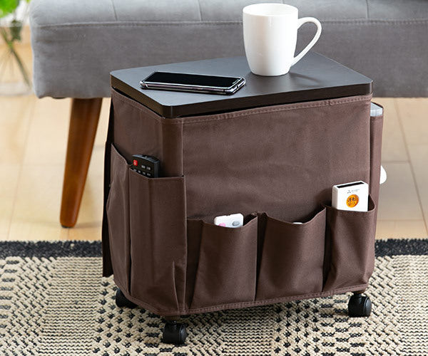 サイドテーブル高さ37.7cm収納付き天板付きキャスター付きサイドワゴン