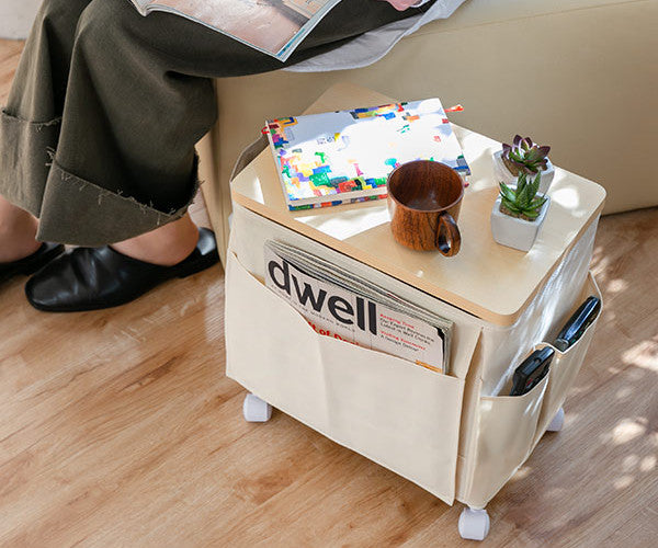 サイドテーブル高さ37.7cm収納付き天板付きキャスター付きサイドワゴン