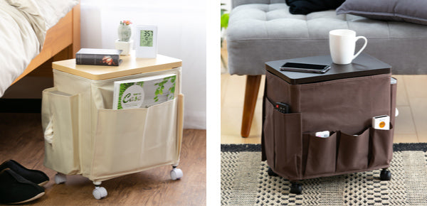 サイドテーブル高さ37.7cm収納付き天板付きキャスター付きサイドワゴン