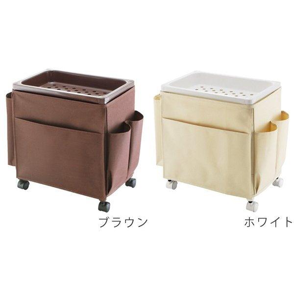 サイドテーブル高さ38.5cm収納付きバスケット付きキャスター付きサイドワゴン