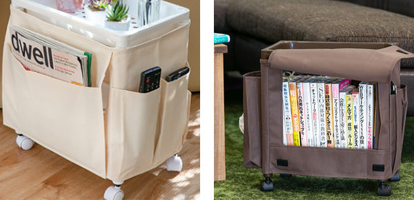 サイドテーブル高さ38.5cm収納付きバスケット付きキャスター付きサイドワゴン