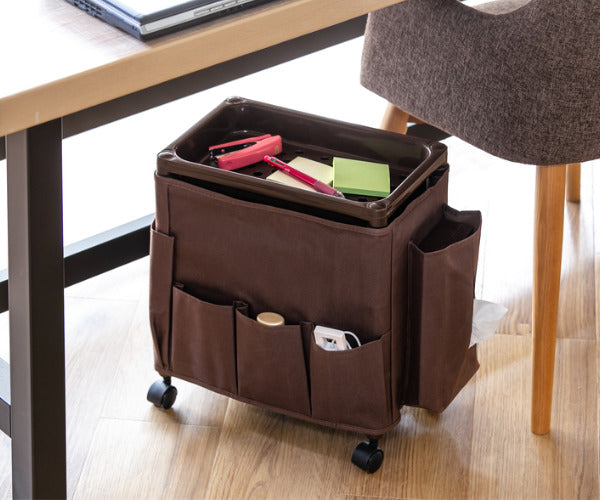 サイドテーブル高さ38.5cm収納付きバスケット付きキャスター付きサイドワゴン