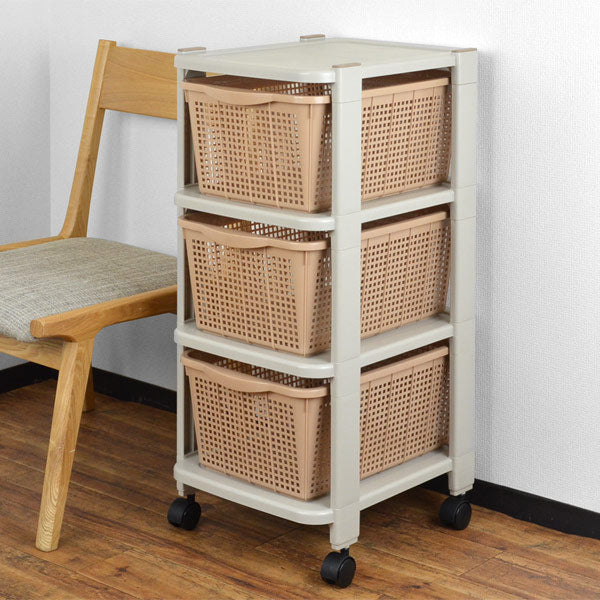 収納ラック 3段 引き出し 幅31×奥行43×高さ75cm ベーシックカラー