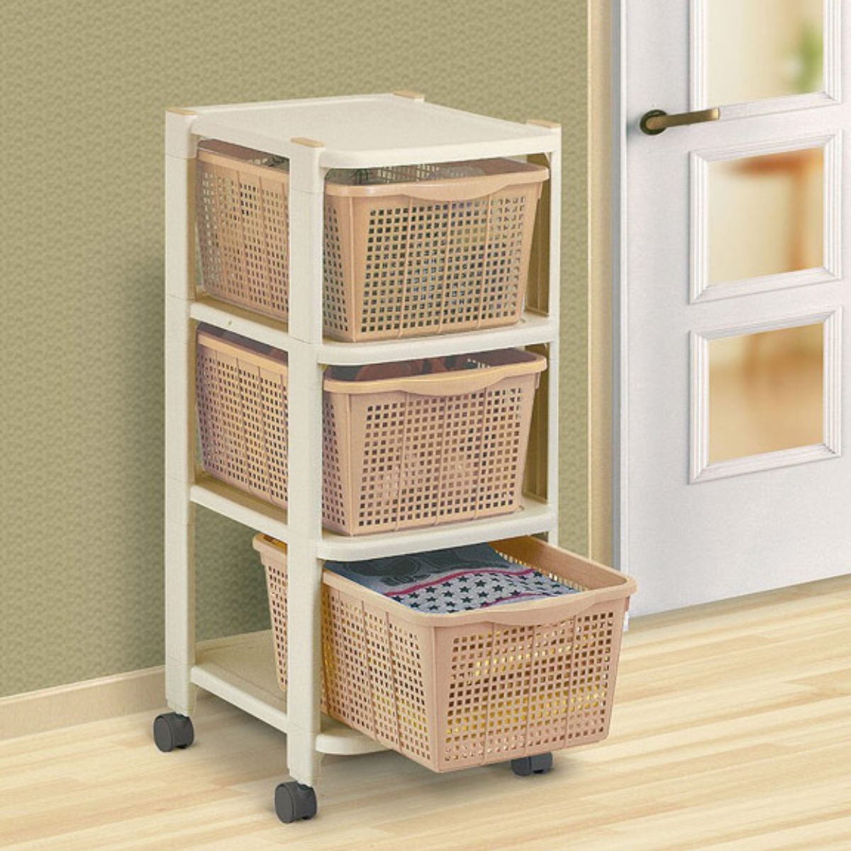 収納ラック 3段 引き出し 幅31×奥行43×高さ75cm ベーシックカラー