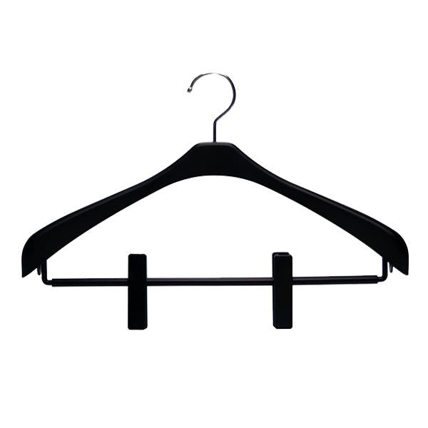 ハンガーリバースジャケットスリムクリップ42ブラック2本組