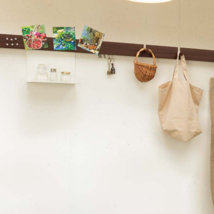 壁掛けハンガーフック幅180cm奥行3cmマグネットタイプ木目調壁面収納レールフック