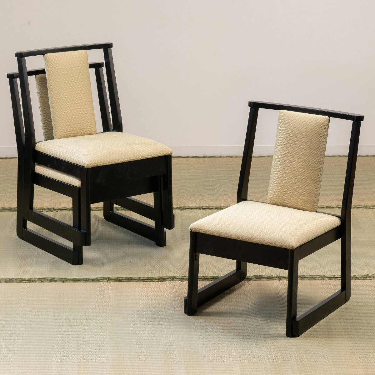 お座敷チェア パーソナルチェア 約幅46cm グリーン BC-335GR スタッキング 和風 料理店 店舗 冠婚葬祭 2脚セット〕 お座敷チェア パーソナルチェア 約幅46cm グリーン BC