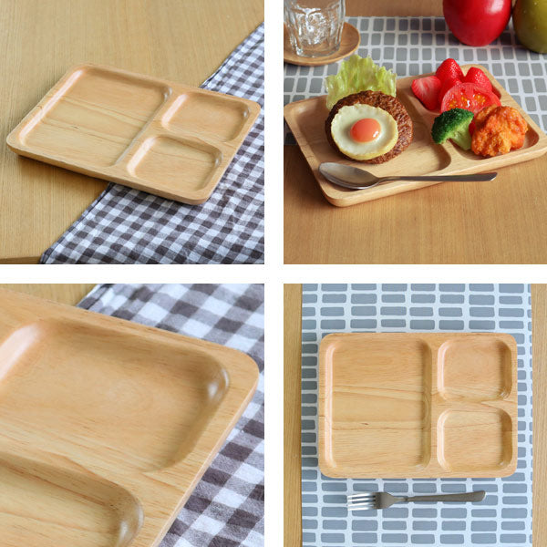 ランチプレートレクタン木製食器ラバーウッドwarms