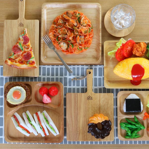 ランチプレートレクタン木製食器ラバーウッドwarms