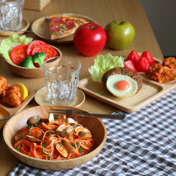 ランチプレートレクタン木製食器ラバーウッドwarms