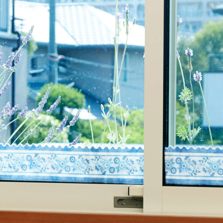 結露吸水テープブルーフラワー幅8×長さ180cm