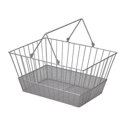 ワイヤーバスケット 持ち手付き 約 幅41×奥行29×高さ20cm ショッピングバスケット