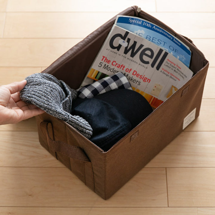 収納ボックスストレリアナチュレM幅33×奥行22×高さ22cm蓋付き布折りたたみ