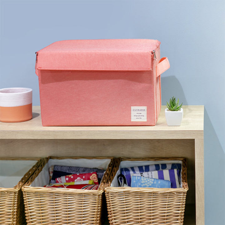 収納ボックスストレリアナチュレM幅33×奥行22×高さ22cm蓋付き布折りたたみ