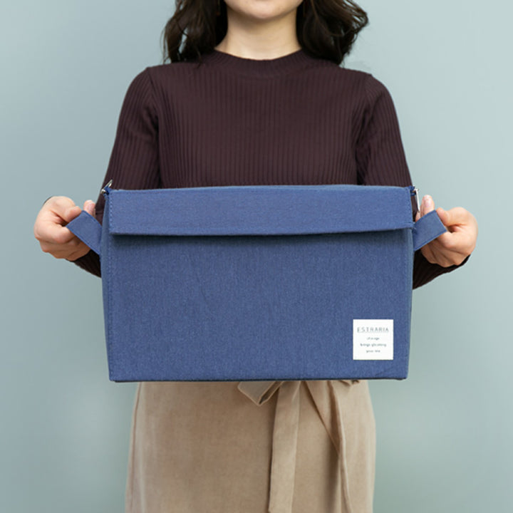 収納ボックスストレリアナチュレM幅33×奥行22×高さ22cm蓋付き布折りたたみ