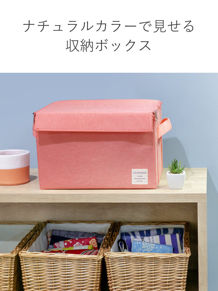 収納ボックスストレリアナチュレM幅33×奥行22×高さ22cm蓋付き布折りたたみ