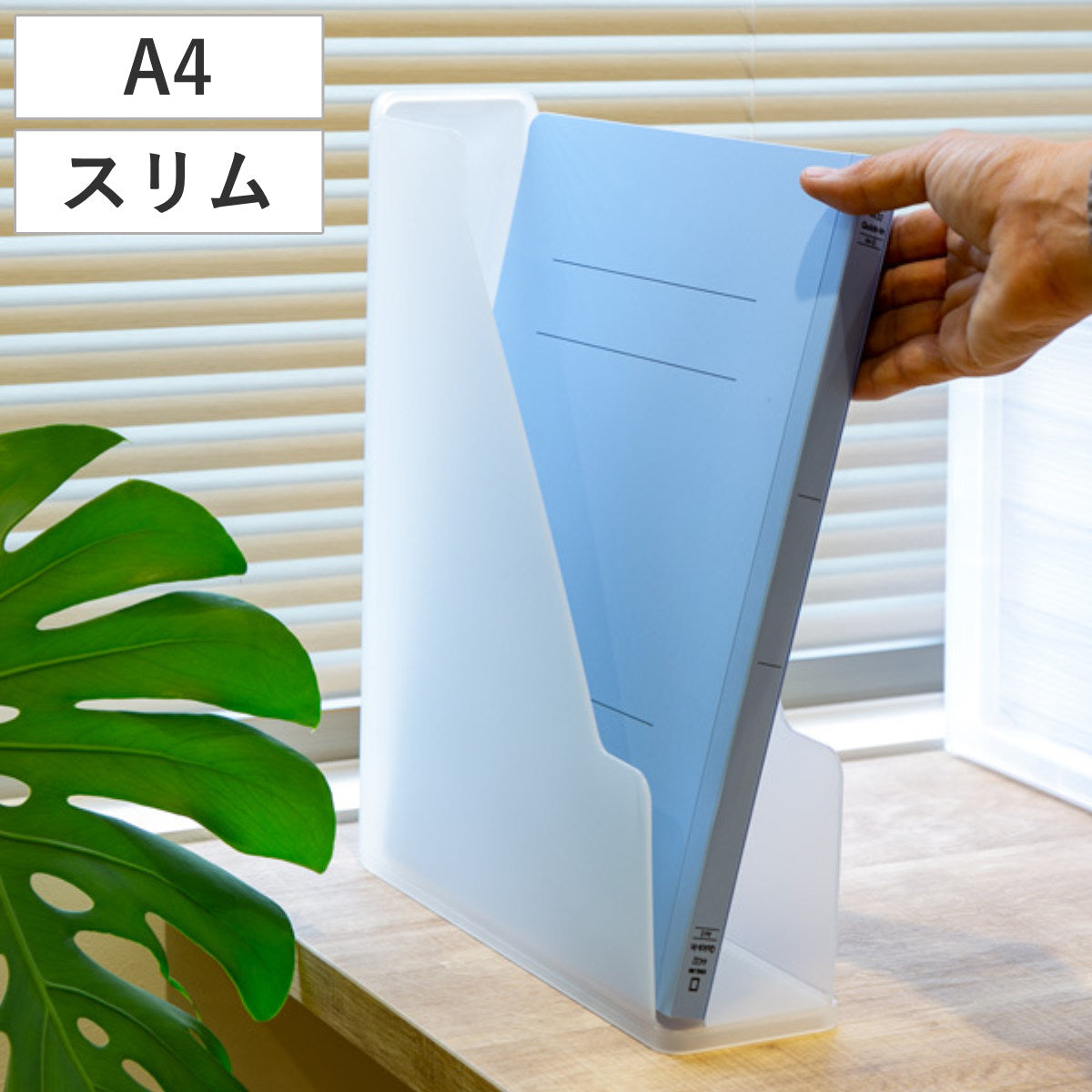 ファイルスタンド A4 スリム 書類収納 半透明 squ＋ ナチュラ