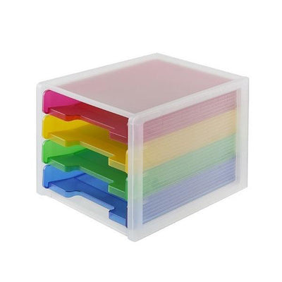 レターケース A4 4段 縦 ファイルトレー 引き出し プラスチック クリアファイル対応