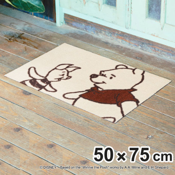 玄関マット屋内・屋外兼用プーさん＆ピグレット50×75cm