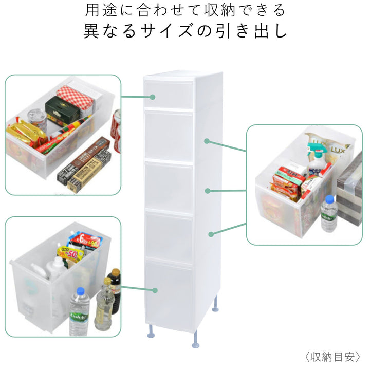キッチンストッカー幅25.5cm5段アジャスター付スリムストレージMS-1301A