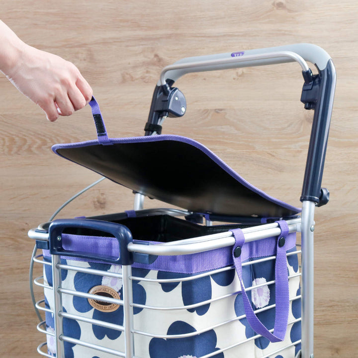 ショッピングカートワイヤーカートバッグ付きアルミ製ブレーキ付き高さ調節可能